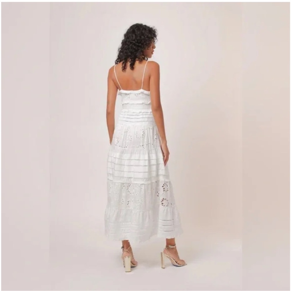 NWT Line and Dot White Pixie Eyelet Lace Maxi Dress, Straps, Cotton, XS - Picture 4 of 12